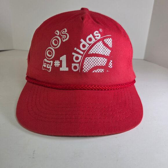 Vintage Adidas HOO'S #1 Red Snapback Rope Hat Ama Pro Philippines 80s 90s - Picture 1 of 9